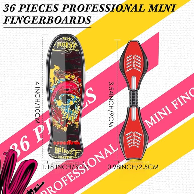 36 Pieces Mini Finger Skateboard Toy Skateboard Finger Boards