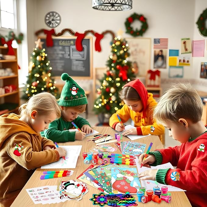BenLouis Christmas Party Favors for Kids Christmas Classroom Gifts Prize Stockings Filler Coloring Books Bulk for Students Crafts Xmas Holiday School Goodie Bag Stuffer(12Set Gingerbread)