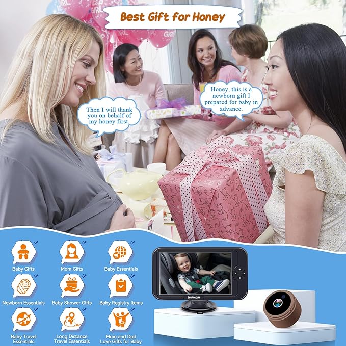 Baby Car Camera for Backseat 1080P - HD Crystal Night Vision, Easy to Install, 360° Rotation, Protect Baby's Eye, Perfect for Brown Car Interiors, Rear Facing Backseat Camera for Newborn, Infant, Kids