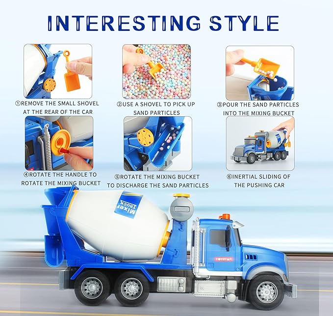 Kids Big Cement Mixer Toys Truck Toys Engineering car Lights 3+
