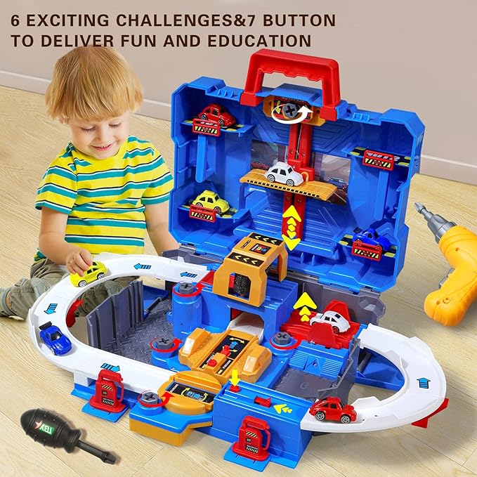 Race Track Adventure Car Game Kid Toy for 3 Year Old Boys Girls Birthday Gift, Cars Playsets Stem Toys for Boy Age 4 5 6 7 8