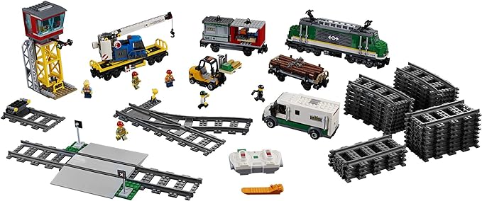 LEGO City Cargo Train 60198 Exclusive Remote Control Train Building Set with Tracks for Kids, Top Present for Boys and Girls (1226 Pieces)