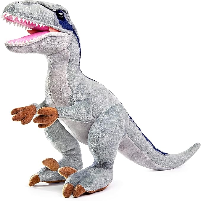 ZHONGXIN MADE Velociraptor Dinosaur Plush - Simulation 17inch Gray Velociraptor Stuffed Animal Tyrannosaurus Plushie Toy, Soft Figurines Dinosauria Stuffed Toys, Gifts Collectible for Kids