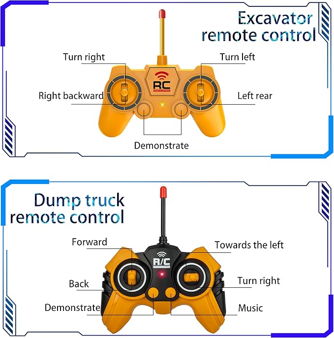 YAYYAY 2 Pack Construction Toy Trucks - Remote Control Excavator 6 7 8+