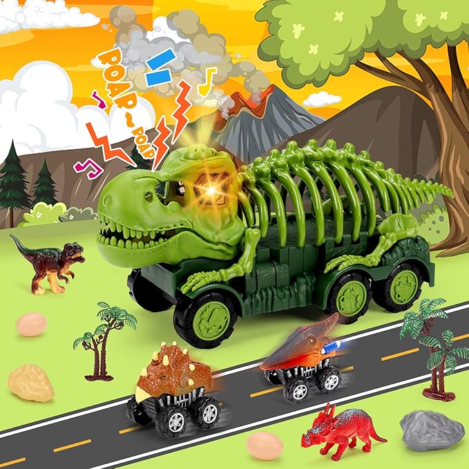 Dinosaur Trucks Toys for 2+ 3 4 5 6 Year 3-5 with 4-6 Girls
