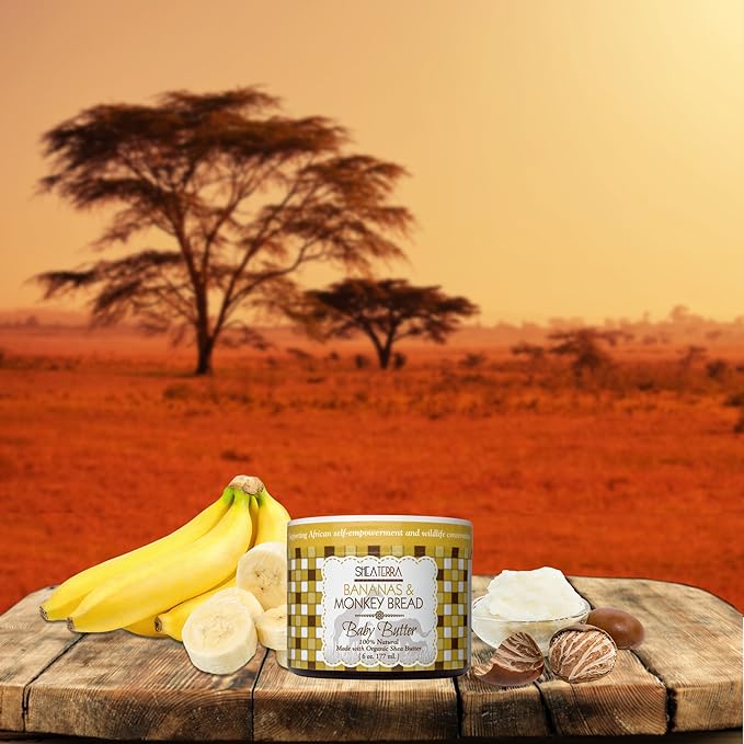Shea Terra Organics Mama and Baby Collection | Bananas & Monkey Bread Baby Butter 6oz
