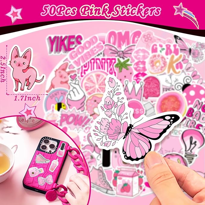 Winrayk Pink Party Favors Princess Birthday Supplies for Girls, Heart Sunglasses Gift Bags Necklace Bracelet Ring Sticker, Kids Goodie Bag Stuffers Makeup Hot Pink Birthday Party Favors Supplies Decor