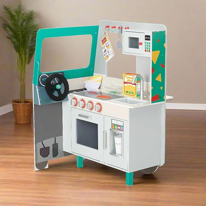 Teamson Kids My Little Helper Kids Play Taco Truck Playset with Accessories, Multicolor