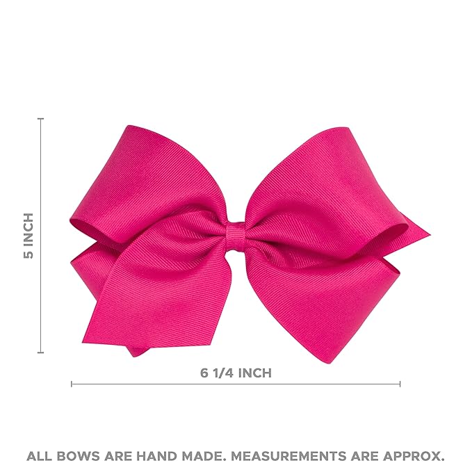 Wee Ones Girls' Grosgrain Pink-themed Christmas Novelty Print Hair Bow, King