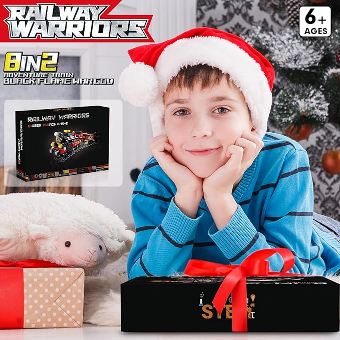 Transforming Train Building Block Toys for Boys Girls Aged 6-12.Steam Train or 8 Locomotive Models or Train Warrior Robot.Wheeled Train Toys.8in2 Construction Toys.Idea Gifts for Kids(766P)