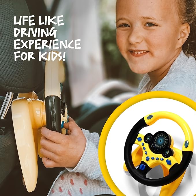 BETTERLINE Toy Wheel for Kids, Driving Simulation with Lights and Sounds, Pretend Driving Toy for Boys and Girls, Kids Interactive Toys