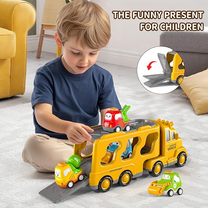 TEMI Construction Vehicle for 3 4 5 6 7 8 Years Old Kids - Toy Trucks for Toddler,Boy Toys 3-5,Playset Toys,Gift