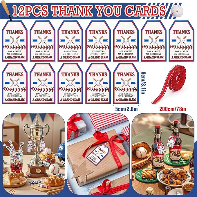 Winrayk 99Pcs Baseball Party Favors Birthday Supplies for Kids, Acrylic Keychain Paper Bag Silicone Bracelet Gift Card Sticker, Goodie Stuffer Teen Girls Boys Sports Baseball Themed Party Favors Decor