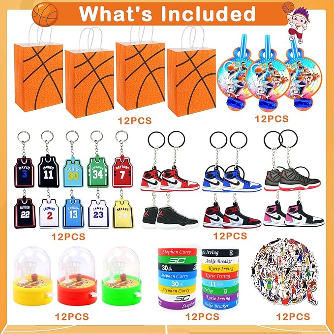 Sport Basketball Theme Party Favors Supplies for Boys Kids Goodie Bags Stuffers for Birthday Party Decorations
