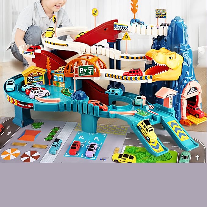 Toy Car Ramp Track Dinosaur Climbing Hills Railcar Colorful Vehicles 12 Mini 3 Years