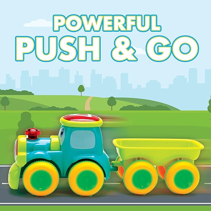 Toys for 3 Year Old Boy - 4 Friction Powered Trucks for 3+ Year Old Boys, Playmat & 16 Accessories