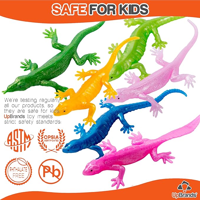 UpBrands Rubber Lizards Toys Bulk Set, Kit for Birthday Party Favors for Kids, Goodie Bags, Easter Egg Basket Stuffers, Pinata Filler, Students Classroom Prizes (24 Pack)