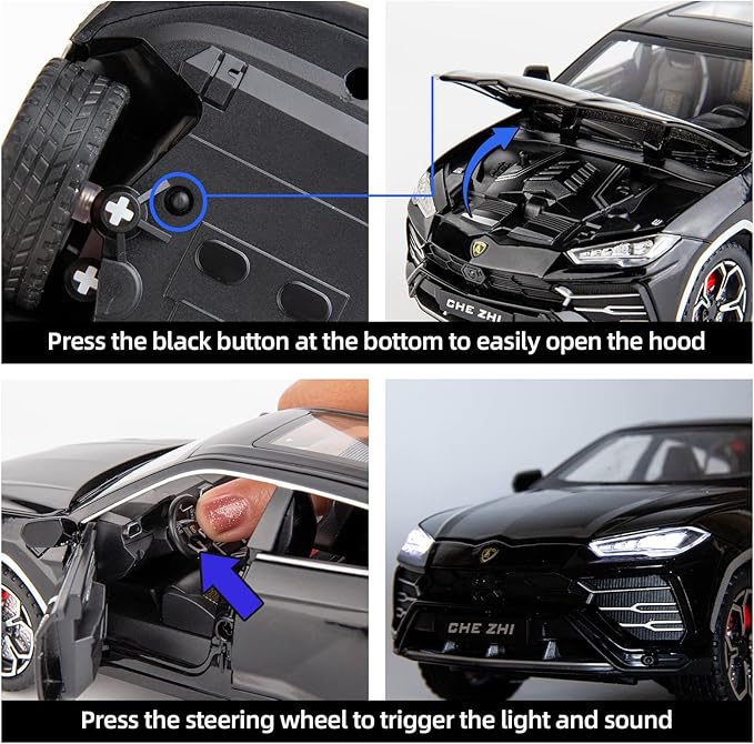 BDTCTK 1:24 Lambo Urus Car Model, Diecast Pull Back Car Toy car