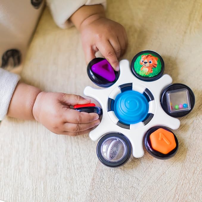 Baby Einstein Curiosity Clutch Fidget Sensory Toy and Pop It Rattle, BPA Free Infant Teether 3 Months+,