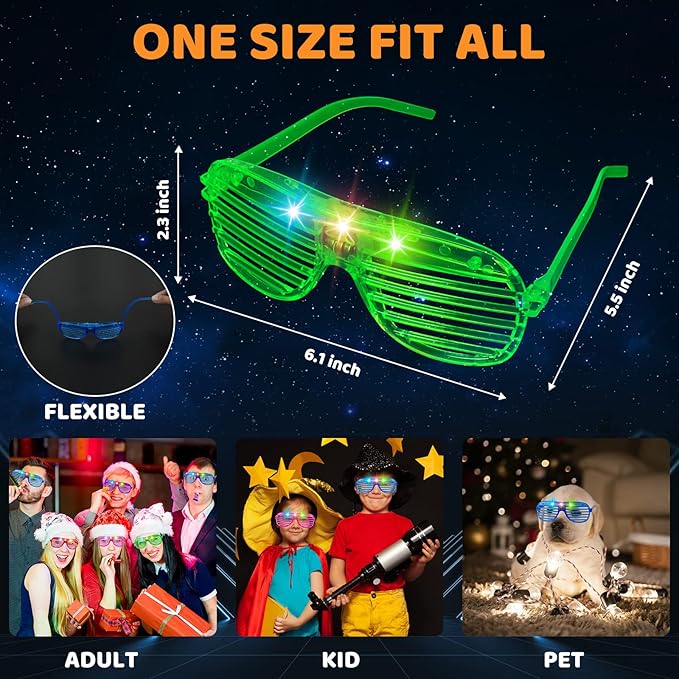 84 PCS LED Glow Glasses, Glow in The Dark Party Supplies 2025 for Kids/Adults, Light Up Glasses for Rave Party,Wedding, Birthday, Concert, New Year, Carnival