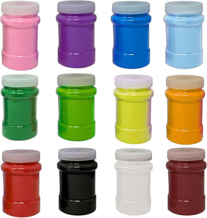 4E's Novelty 16.5 Pound Colored Sand for Sand Art - 12 Colors 22 oz Each, with Storage Container Non-Toxic Craft Sand with Bottles for Kids Sandbox Play, Decorative Colored for Wedding