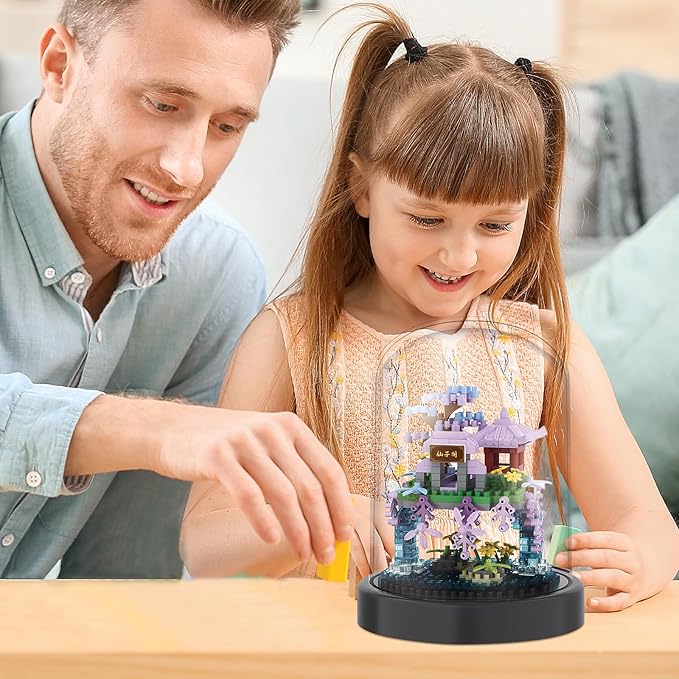 CAXIMSY Cherry Blossom Tree House Building Block Sets with Acrylic Display Box Chinese Architecture of Peach Blossom Bonsai Treehouse Micro Mini Building Set Toy Gift for Kids Adults(305 Pieces)