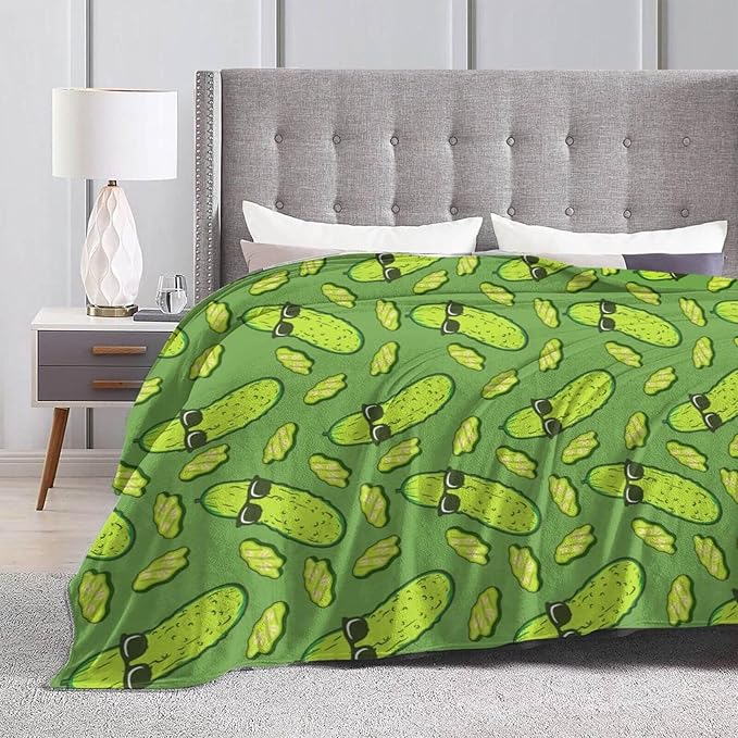 Pickle Blanket for Boys Girls, Cute Pickle Themed Design Printed Throw Blankets for Kids Lap, Chair, Warm Soft Cozy Blanket, 30"x 40"