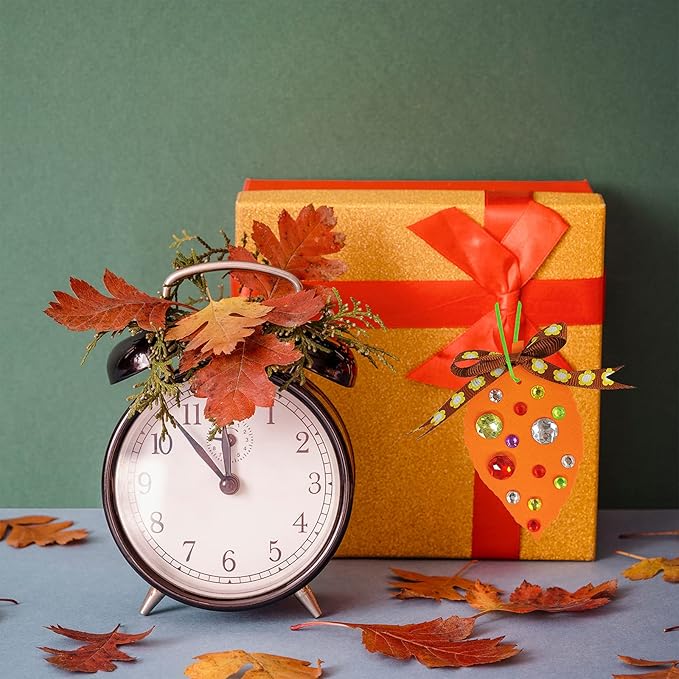 Winlyn 48 Sets Fall Craft Kits Fall Leaves Ornaments Decorations Art Sets Pom-Poms Googly Eyes Autumn Leaf Foam Stickers Arts and Crafts for Kids Thanksgiving Halloween Classroom Party Activities