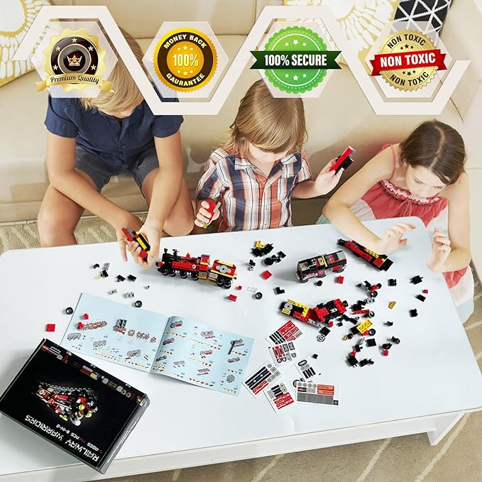 Transforming Train Building Block Toys for Boys Girls Aged 6-12.Steam Train or 8 Locomotive Models or Train Warrior Robot.Wheeled Train Toys.8in2 Construction Toys.Idea Gifts for Kids(766P)