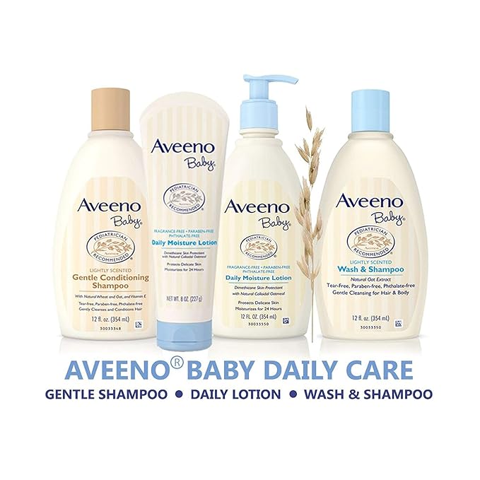 Aveeno Baby Daily Moisture Gentle Body Wash & Shampoo with Oat Extract, 2-in-1 Baby Bath Wash & Hair Shampoo 18 fl.