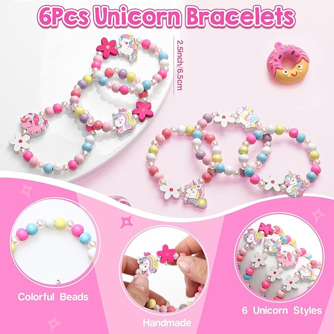 Winrayk Unicorn Party Favors Birthday Supplies for Girls Unicorn Wing Headband Bracelet Kids Unicorn Costume Halloween Princess Dress Up Gift Goodie Bag Stuffers Unicorn Birthday Party Favors Supplies