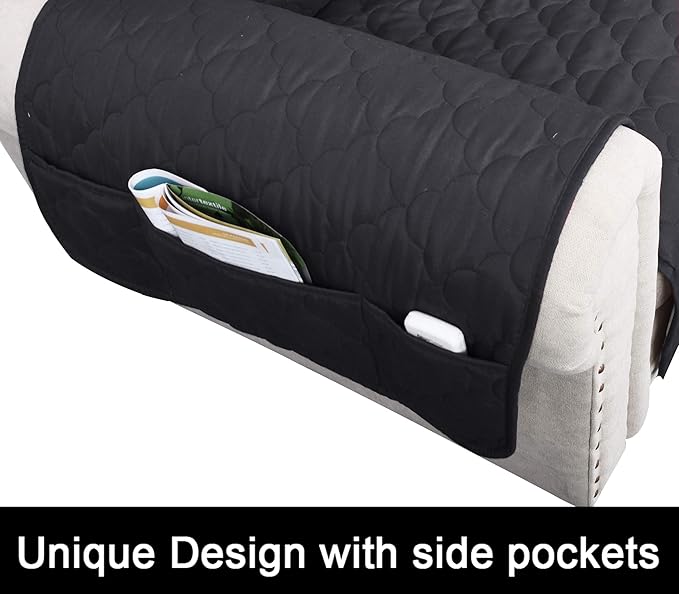 CHHKON Waterproof Nonslip Recliner Cover Stay in Place, Dog Couch Chair Cover Furniture Protector, Ideal Loveseat Slipcovers for Pets and Kids (Dark Grey, 23'')