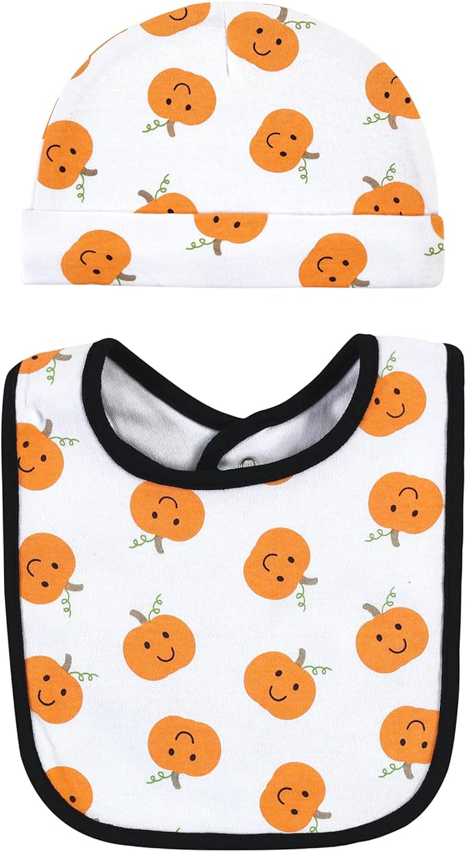 Hudson Baby Unisex BabyCotton Bib and Headband or Caps Set