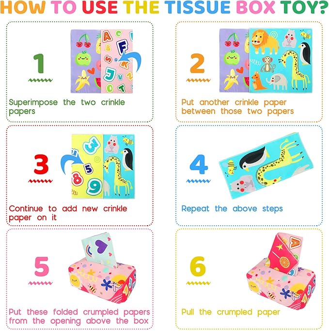 YOGINGO Baby Toys 6 to 12 Months - Baby Tissue Box Toys 1 Year