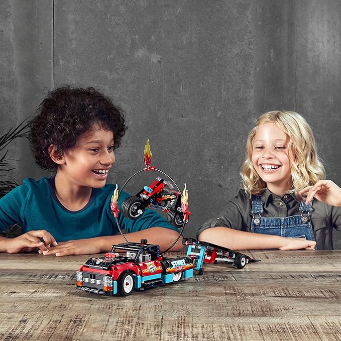 LEGO Technic Stunt Show Truck & Bike 42106; Includes Stunt Motorcycle, Toy Truck and Trailer (P10 Pieces)