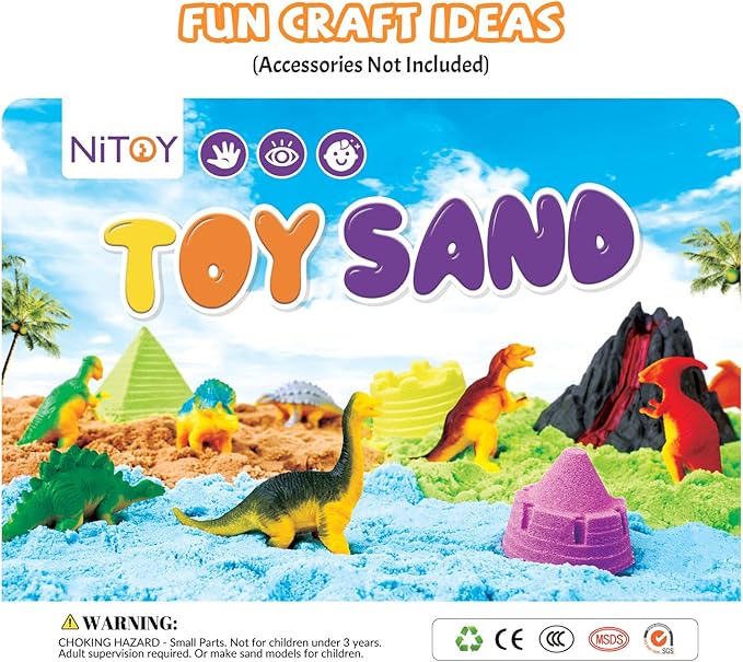 Value Pack 11lbs of 5 Colored Moldable Self-Sticking Sand, Never Dries Out - Fun for Kids Bulk Refill for Sensory Sand Box Toys, Ideal for Shaping, Squeezing, Scooping, Rolling and Molding