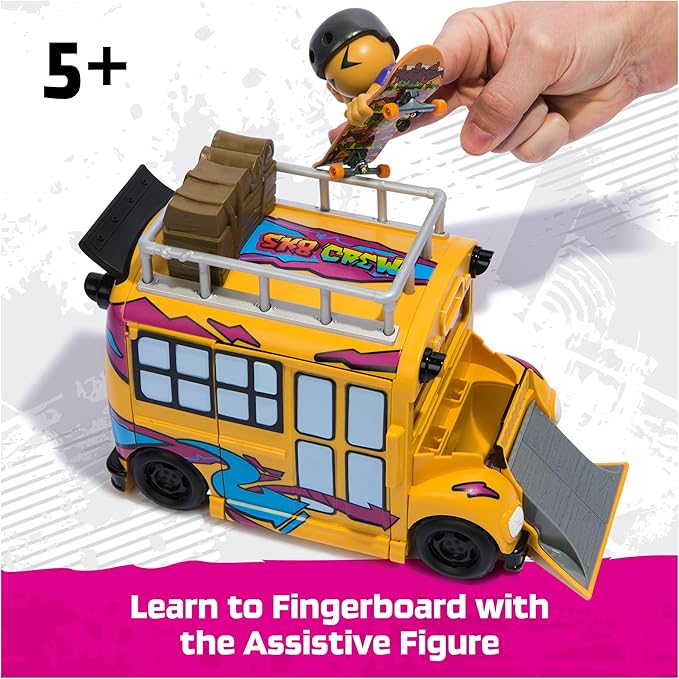 TECH DECK Sk8 Crew 2-in-1 Transforming Ultra Sk8 Bus & Storage with Fingerboard & Figure, Collectible Mini Skateboards, Kids Toys for Ages 5 and up