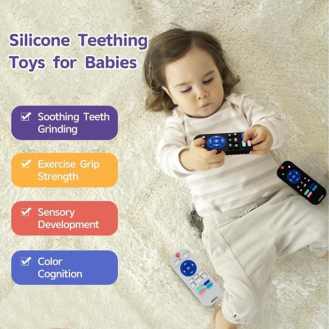 Hooku 2 Pack Silicone Teething Toys for Babies 0-6 Months, Teethers for Babies 6-12 Months