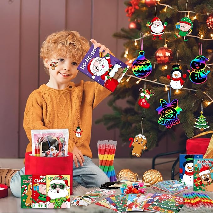BenLouis Christmas Party Favors for Kids Christmas Classroom Gifts Prize Stockings Filler Coloring Books Bulk for Students Crafts Xmas Holiday School Goodie Bag Stuffer(12Set Gingerbread)