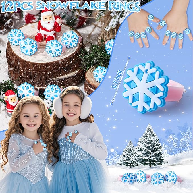 Winrayk Frozen Party Favors Elsa Birthday Supplies for 12 Girls Kids, DIY Snowflake Magic Wand Gift Bag Bracelet Ring Sticker, Christmas Goody Bag Stuffer Pinata Filler Prize Winter Party Favors Decor