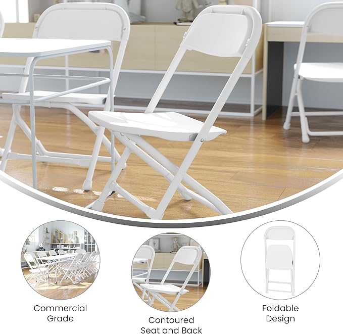 Flash Furniture 2 Pack Kids White Plastic Folding Chair