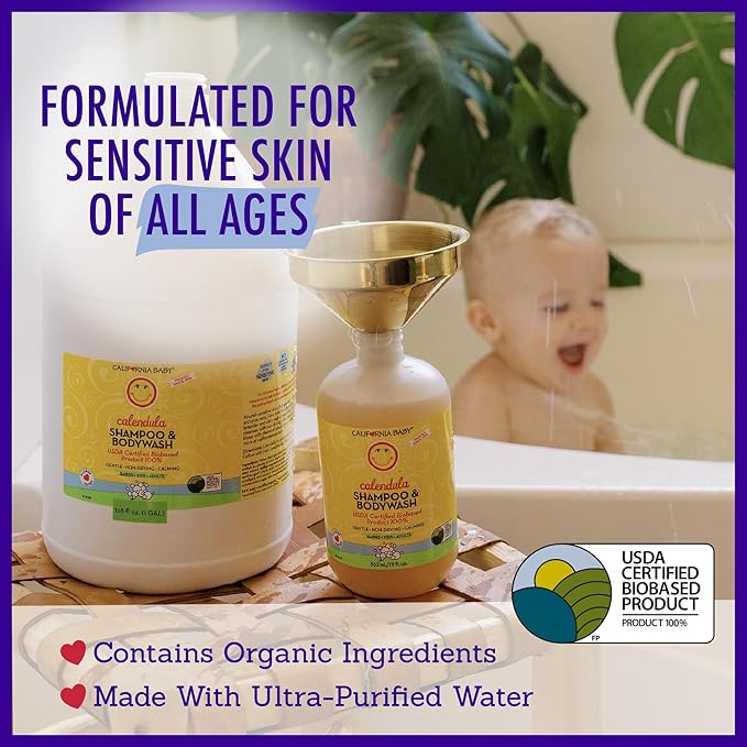 California Baby Calendula Shampoo and Body Wash | 100% Plant-Based 19 oz. (2-pack)