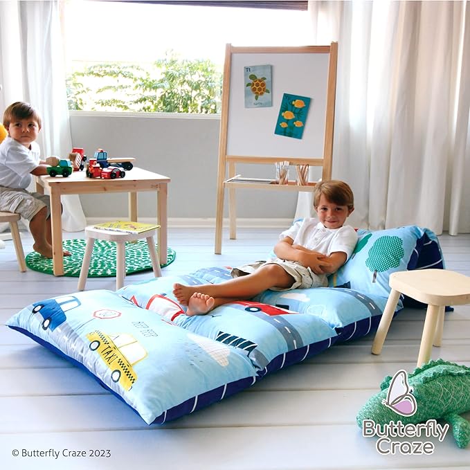 Butterfly Craze Floor Pillow Bed Lounger, Cozy and Stylish Seating Solution for Kids & Adults, Recliner Floor Cushion for Ultimate Comfort, 5 Pillows Already Included, Transportation, Queen