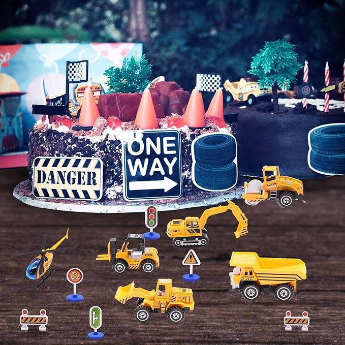 Childom Engineering Vehicle Toys Set Alloy Construction Big Forklift,Single Drum Roller