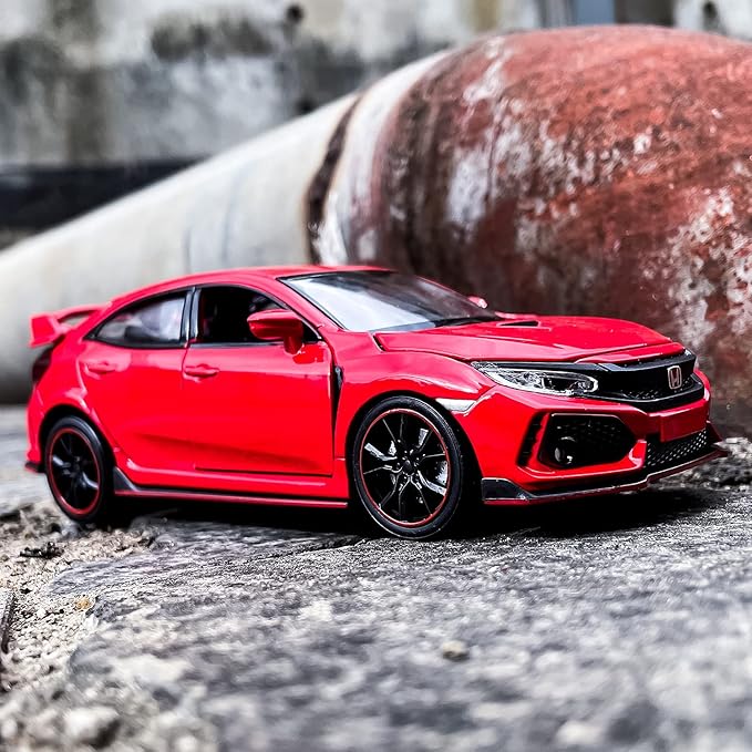 Compatible for 1:32 Diecasting Alloy Honda Civic Type-R Car Model Toy Car,Pull Back Alloy Car with Lights and Sound, Open Door Cars for Kids Ages 3-5