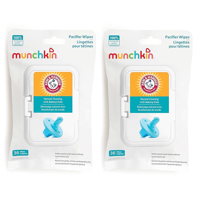 MunchkinÂŽ Arm & Hammer Pacifier Wipes - Safely Cleans Baby and Toddler Essentials, 2 Pack 72 Wipes