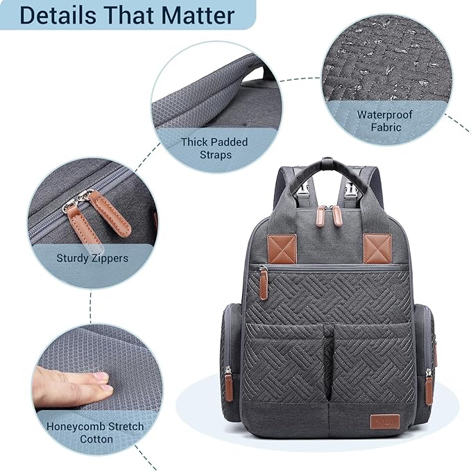 JOLLITO Baby Diaper Bag Backpack - Baby Bag for Boys & Girls
