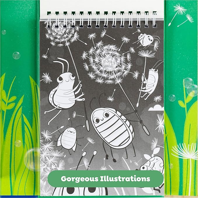 Tiger Tribe: Coloring Set - Backyard Bugs - All-in-1, Stickers & Markers, Cute Garden Critters, Magnetic Sealed Storage Box for Travel, Kids Ages 5+