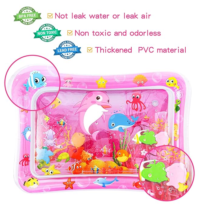 Tummy Time Water Mat for Girl, Baby Girl Toys for 0 3, 6, 9, 12