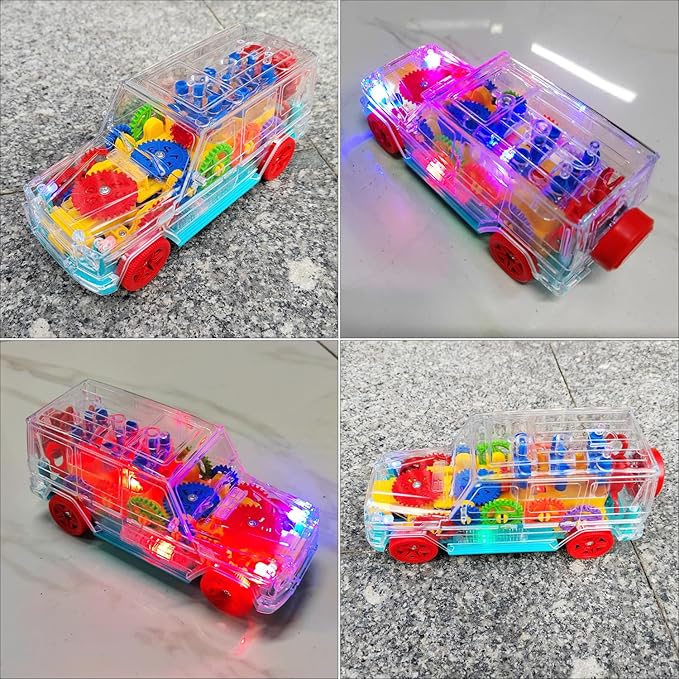 Tipmant Electric Car Toy Electronic Off Road Vehicle Auto Driving, Transparent Gears
